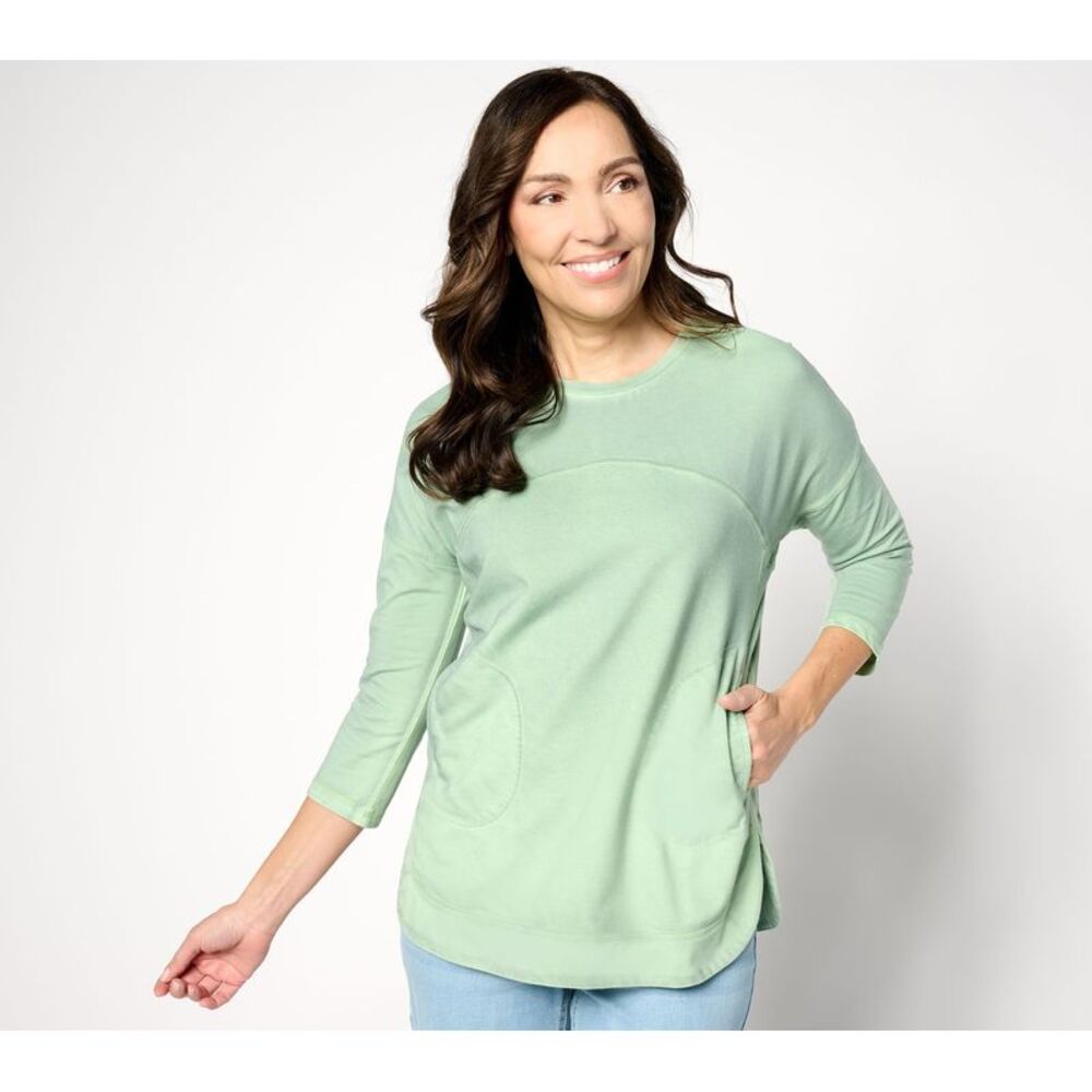 Farmers Defense Women's Top Sz S LOGO Life by Lori Goldstein French Green